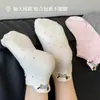 Calcetines Blancos Bordados de Lunares con Cachorros para Mujer, Calcetines Tobilleros de Primavera y Otoño, Calcetines Cortos de Algodón Puro Lindos de Dibujos Animados, Calcetines de Algodón Estilo Coreano