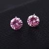Brincos de Prata S925 com Zircônia de Quatro Garras com Diamantes, Diamantes Coloridos Redondos Quadrados, Brincos Simples para Homens e Mulheres, Fornecedor Transfronteiriço Fabricante
