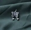 Plata de Ley S925 Colgante de Mariposa con Doble Perla Pulsera de Cuerda Hecha a Mano Colgante Accesorios para Colgante Material para Colgante