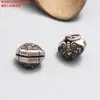 Plata de Ley S925 Negro Tinta Ruyi Moneda Bolsa de Dinero Colgante Pequeño Accesorios Vintage Viejo DIY Materiales Hechos a Mano