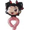 Globo de Dibujos Animados Nata Palo de Mano Cabeza de Globo Palo Largo Clip Globo de Aluminio Set de Fiesta Globo de Dibujos Animados Decoración Día del Niño