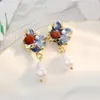 Pendientes Retro Franceses de Perla Gota de Agua Estilo Palacio Modernos Elegantes Pendientes Vintage Medievales de Forma Especial para Mujeres