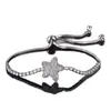 Pulsera de Aro con Cierre de Empuje y Tirón Estrella Incrustada de Diamantes, Estilo Ins Pequeña y Exquisita Cadena de Garra Ajustable Joyería de Mano Dorada Venta al por Mayor
