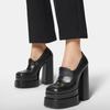 Zapatos de Moda 2022 para Mujer, Punta Cuadrada, Color Sólido, Caña Baja, Doble Capa, Impermeables, Plataforma, Tacón Grueso, Color Sólido
