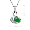 Kaiwei novo pingente de cisne em calcedônia verde ágata verde cravejado zircônia pingente de colar de cisne simples moda atacado