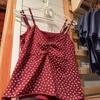 Estilo BM estilo americano rojo vino floral plisado pequeña camisola de mujer bm plano para el nuevo top puro por dentro y por fuera