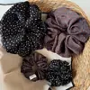 Elástico de cabelo franzido retrô de bolinhas para o início do outono, prendedor de rabo de cavalo elegante estilo coreano, prendedor de coque para o dia a dia para mulheres