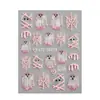 Pegatinas de arte para uñas transfronterizas: Pegatinas de uñas Halloween araña rosa telaraña fantasma rosa gel 3D relieve cara de fantasma