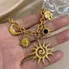 Collar Colgante de Sol y Luna Transfronterizo Europeo y Americano Moda Lujo Ligero Gama Alta Accesorios de Estrella de Mar Perla Cadena Cadena Clavicular
