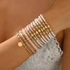 Pulseras de Perlas de Arroz Transfronterizas con Varios Estilos, Perlas de Vidrio CCB, Conjuntos Apilables con Colgante Redondo y Joyería Inspirada en Diseñadores