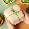 Caja de Empaque para Dumplings Verdes, Paquete de 4, de Cuatro Piezas, con Pegatinas de Sabor, Pastel Qingming, Pastel de Ajenjo, Bento de Pulpa de Papel para Regalo, Transparente