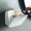 Caja de almacenamiento de plástico para bastoncillos de algodón, tapa abatible para pared, a prueba de polvo e impermeable, colgador, adhesivo de pared sin costuras, caja de almacenamiento sellada sin perforaciones