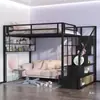 Litera de Hierro, Cama Infantil, Apartamento Pequeño, Cama Superior y Mesa Inferior, Cama Individual, Cama de Adulto, Cama a Media Altura, Ahorradora de Espacio, Multifuncional