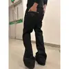 Jeans de mezclilla cruda bordados negros de cuatro líneas de ancho estrecho, pantalones unisex de alta costura de pierna curva, pantalones de corte limpio, pierna recta, ligeramente acampanados.