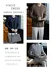 Luxo old money! Suéter com gola polo canelada tridimensional para homens, adequado para outono e inverno, malha versátil casual business descontraída