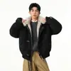 Chaqueta de estilo americano con hebilla de avión, para hombre, invierno, cálida, forro polar, gruesa, holgada, casual, fresca, abrigo de algodón