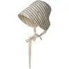 Nuevo Sombrero de Pescador de Ala Corta de Estilo Francés para Mujer de Verano, Sombrero de Sol Cubre-Cara Tipo Cubo Rayado de Nicho, Mismo Estilo que Ma Sichun