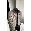 Chaqueta Retro Americana de Piel Sintética para Hombre Cuello Alto Patchwork Bloque de Color Cárdigan Ropa de Abrigo Primavera y Otoño Marca de Moda Holgada Ropa de Motociclista