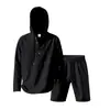 Traje Henry con Capucha de Lino Holgado Casual de Verano para Hombre, Transfronterizo Europeo y Americano, con Pantalones Cortos de Manga Larga, Tendencia de Playa