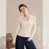 Suéter de punto de manga larga color albaricoque, moda femenina de principios de otoño, nuevo modelo 2026, estilo intelectual académico, top stylish para usar debajo