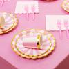 Juego de Platos de Papel de Encaje Desechables y Vasos con Estampado Dorado, Platos de Cena Coloridos para Pastel de Cumpleaños, Platos para Pastel, Platos Redondos para Fiesta