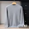 Cashmere com toque de bebê ~ Suéter de cashmere 100% puro, espessado de dupla camada, para homens, gola alta discreta, pulôver casual de negócios