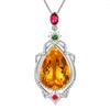 Colar com Pingente Mais Vendido em Transmissão Ao Vivo Partículas Grandes Pingente de Citrino Brasileiro Sintético 16,50 Quilates Pingente de Diamante Amarelo para Garrafa de Água