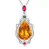 Collar con colgante de venta caliente en vivo partícula grande 16.50 quilates colgante de citrino brasileño de imitación botella de agua colgante de diamante amarillo