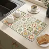 Alfombrilla de Drenaje para Cocina Cuadrada Retro de Baldosas de Venta Caliente Transfronteriza Alfombrilla Absorbente de Agua Antideslizante de Diatomeas Alfombrilla de Escritorio Aislante de Calor Antideslizante
