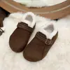 Zapatos Birkenstock Individuales Casuales de Suela Gruesa Completamente Cubiertos Zapatos Peludos para Mujer 2026 Invierno Nuevos Botas de Nieve Cálidas Mocasines con Forro de Terciopelo Zapatos de Algodón