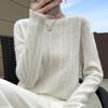 Suéter de lana de punto con abanico hueco para mujer, jersey holgado de cuello redondo, top de manga larga de nicho de moda para otoño e invierno