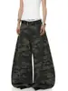Pantalones vaqueros de camuflaje con pedrería estilo retro americano TR BRUSHSHIFT, de pierna ancha y corte holgado para la calle, de longitud hasta el suelo y con forma curva