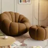Sofá reclinable de color crema, reclinable y para dormir, sillón sofá con forma de calabaza, adecuado para apartamentos pequeños, con tela de lana de cordero, para una persona, y giratorio
