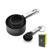 Juego de taza medidora y cuchara medidora de mango de acero inoxidable con báscula, juego de 8 piezas de cucharas medidoras de plástico para hornear, juego de taza medidora