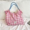 46201 Bolso de hombro informal con cordón a cuadros, combinable con todo, de gran capacidad, estilo crema