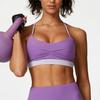 Roupa de Yoga Nova Transfronteiriça de Verão Conjunto Feminino Roupa Íntima Esportiva Plissada Cintura Alta Levanta Glúteo Sem Marcação Calças Fitness