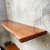 Estantería de Madera de Alcanfor de Una Palabra Estante de Almacenamiento Madera Maciza Estantería sin Costuras Estante de Pared Tablero de Capa de Tronco Pared de Fondo Zapatos Bolsas