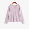 Cárdigan de punto elegante con cuello en V y diseño calado para mujer de talla grande, colección otoño 2026, prenda exterior corta suave para mujeres de talla grande 23130