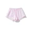 Shorts Rayados con Ribete de Encaje para Mujer 2025 Verano Estilo Americano Cintura con Cordón Ajustable Holgado Casual Línea A Pantalones Cortos