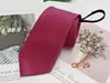 Corbata roja con cremallera para hombre fácil de poner y no necesita ser anudada, para el novio, padrino, corbata de negocios casual, hilo teñido rayado de 8 cm