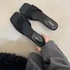 Zapatos de tacón alto con punta cuadrada, bordados de encaje sexy estilo coreano para mujer, estilo elegante de socialité, tacón fino, punta abierta, sandalias de tacón de gato de una sola tira