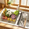 Cesta Escurridora Telescópica de Acero Inoxidable Premium para el Hogar, Rejilla Ajustable para Fregadero de Cocina para Lavar Verduras, Guardar Vajilla, Tazones y Palillos