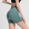 Shorts de yoga tres cuartos sin costuras, levanta glúteos, de cintura alta, control de abdomen, shorts de fitness de trasero de durazno, leggings deportivos para gimnasio para mujer