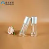 Botella de vidrio transparente redonda recta de 30 ml del fabricante en stock para loción y sérum con cabezal de bomba, botella vacía para dispensar base de maquillaje líquida