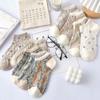 Calcetines de verano para bote de corte bajo, calcetines para mujer de corte poco profundo, calcetines de estilo literario retro japonés, calcetines transpirables que absorben el sudor, algodón fino al por mayor