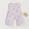 Macacão de Bebê de Verão Fino para Recém-Nascidos em Algodão Puro Sem Mangas Body Respirável Sem Costura Roupa de Dormir