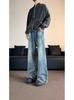 Jeans de Calle Lavados Viejos de Primavera y Otoño Estilo Americano para Hombre Pantalones Rectos de Nicho Diseño de Moda para Hombre