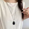 Collar con Colgante de Piedra Natural en Forma de Gota Cadena de Acero de Titanio Cadena para Clavícula Europea y Americana Nueva Cadena para Suéter Accesorios de Ropa Transfronterizos