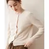 Cardigan Básico Clásico 100% Cachemira Pura para Mujer, Cuello Redondo, Corto, Suave y Esponjoso, Chaqueta de Punto de Color Sólido, Suéter para el Trabajo