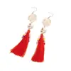 Pendientes Europeos y Americanos Transfronterizos de Calavera con Borla y Cuentas de Arroz para Halloween, Pendientes Personalizados Creativos de Rosa